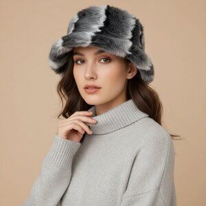 PARKHURST | FAUX FUR GREY  WHITE HAT